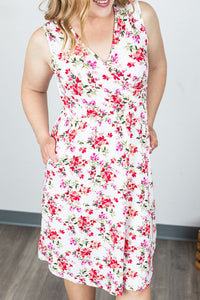 Taryn Sleeveless Midi Dress - White Floral