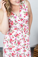 Taryn Sleeveless Midi Dress - White Floral